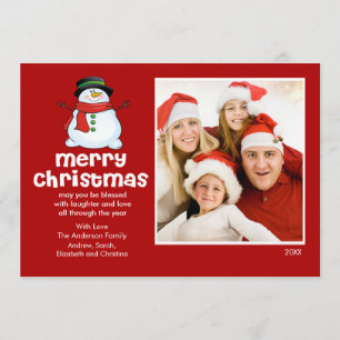 Roligt Snögubbe julklapp med platt foto Inbjudningar