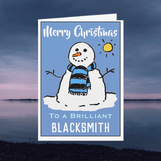 Roligt Snögubbe julkort för Blacksmith Helgkort (Skapare uppladdad)