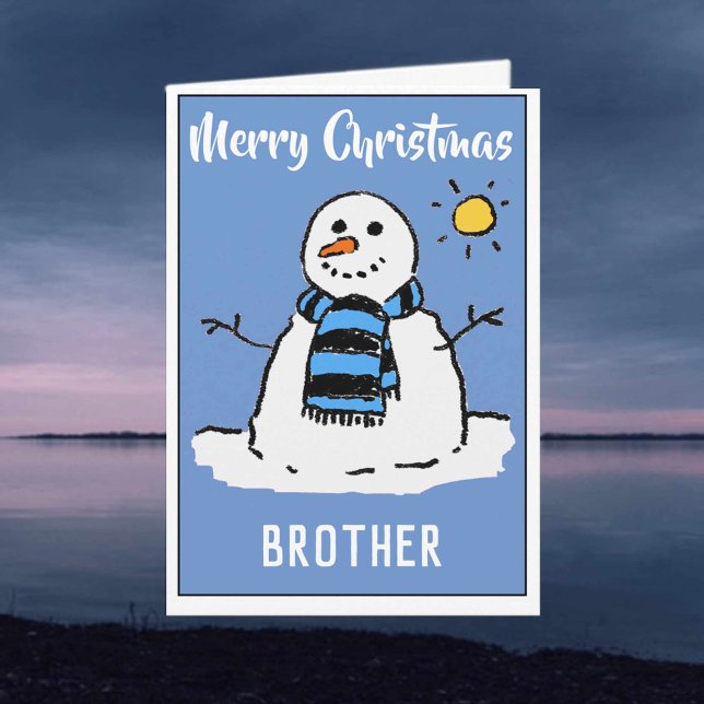 Roligt Snögubbe julkort för broder Helgkort (Skapare uppladdad)