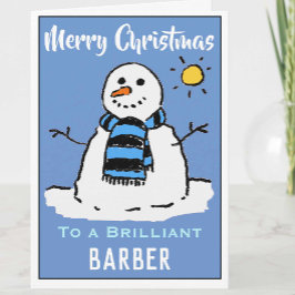 Roligt Snögubbe julkort för en Barber Helgkort