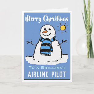 Roligt Snögubbe-julkort för en flygpilot Helgkort