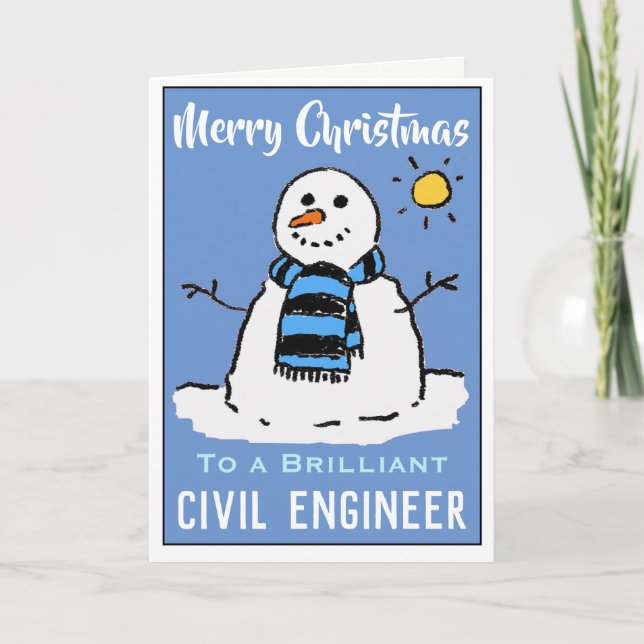 Roligt Snögubbe-julkort för ett civilt Ingenjör Helgkort (Framsida)