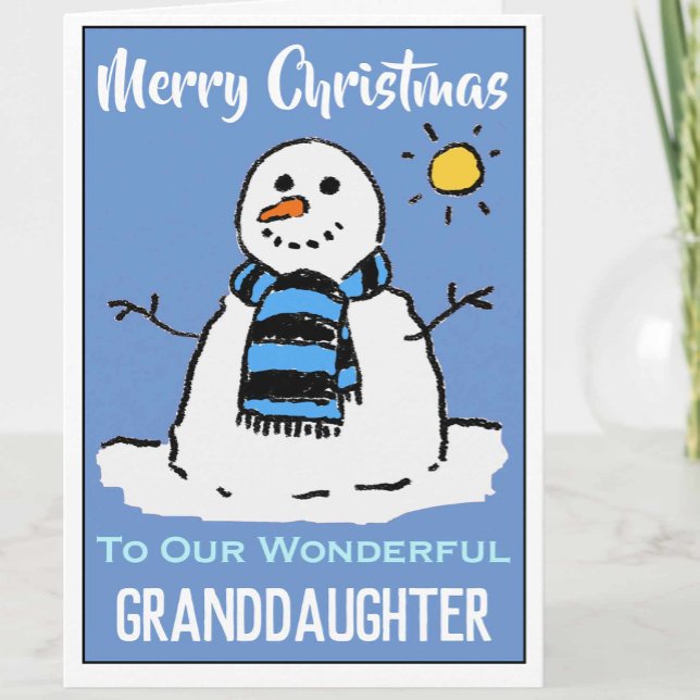 Roligt Snögubbe julkort till vår mordotter Helgkort (Skapare uppladdad)
