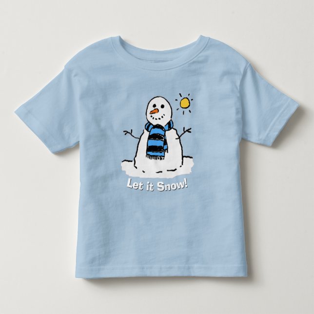 Roligt Snögubbe med meddelande! T Shirt (Framsida)