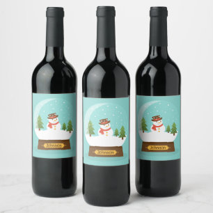 ROLIGT! Snögubbe Vin-etiketter - Personlig - Lägg Vinflaska Etikett