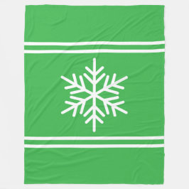 Roligt Snowflake jul Grönt Vita Tävlan Rand Fleecefilt