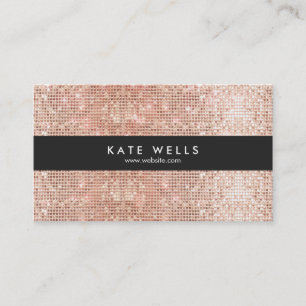 Roligt Snyggt Faux Ro Guld Sequin Black Stripe Visitkort