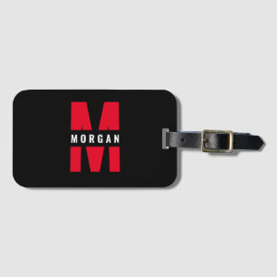 Roligt Snyggt Monogram Namn Initial Black White Re Bagagebricka