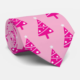Roligt Snyggt White Shock rosa Julgran Mönster Slips
