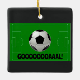Roligt Soccer Ball and Pitch GOAL! (Fotboll) Idrot Julgransprydnad Keramik