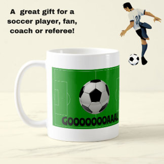 Roligt Soccer Ball and Pitch GOAL! (Fotboll) Idrot Kaffemugg