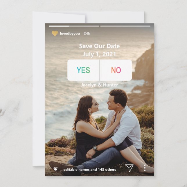 Roligt Social Media Ja Nej Foto Spara datumkort (Framsida)