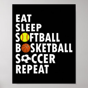 Roligt Softball Basketball Softball Manar Boys i v Poster