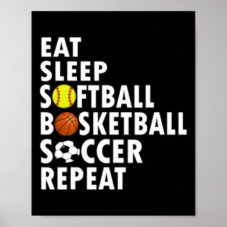 Roligt Softball Basketball Softball Manar Boys i v Poster