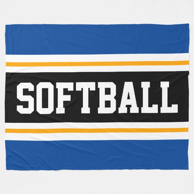 Roligt SOFTBALL Bright Black Athletic Rand Fleecefilt (Framsidan (Horisontell))