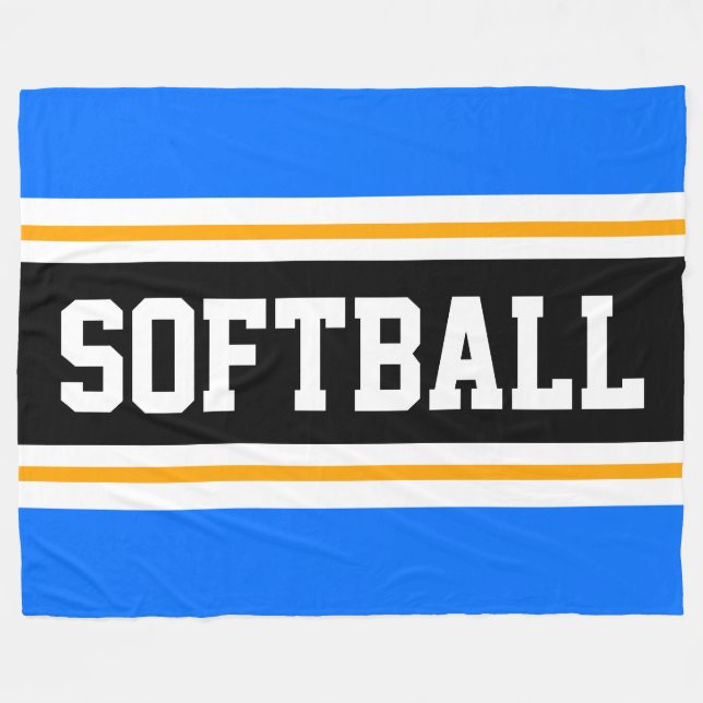 Roligt SOFTBALL Bright Blue Black Athletic Rand Fleecefilt (Framsidan (Horisontell))