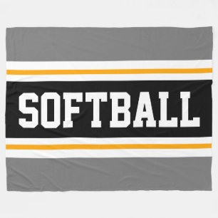 Roligt SOFTBALL Grått Black Athletic Tävla Rand Fleecefilt