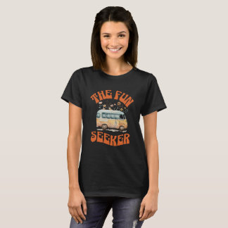 Roligt Sökare hippy retro typography camper van T Shirt