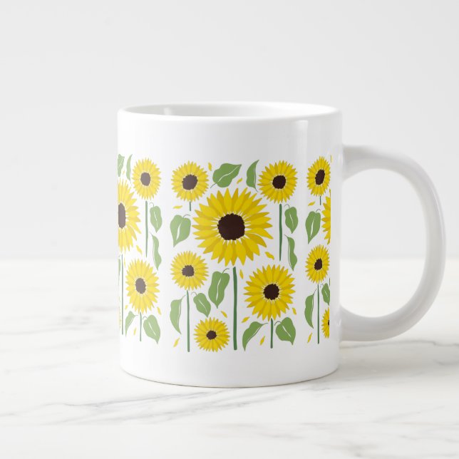 Roligt Solros Mönster Giant Coffee Mugg Jumbo Mugg (Höger)