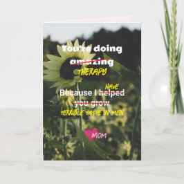 Roligt solroskort från mamma till barnterapi  tack kort