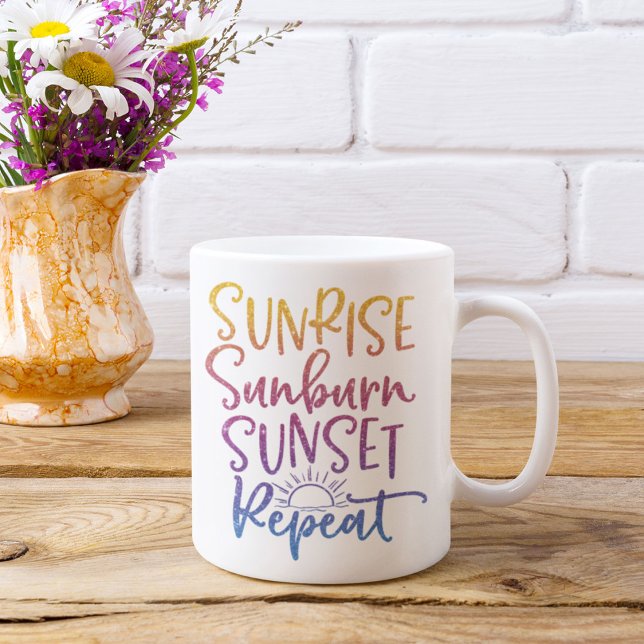 Roligt Soluppgång Solnedgång Solnedgång Upprepa Pe Kaffemugg (Sunrise Sunburn Sunset Repeat Mug)