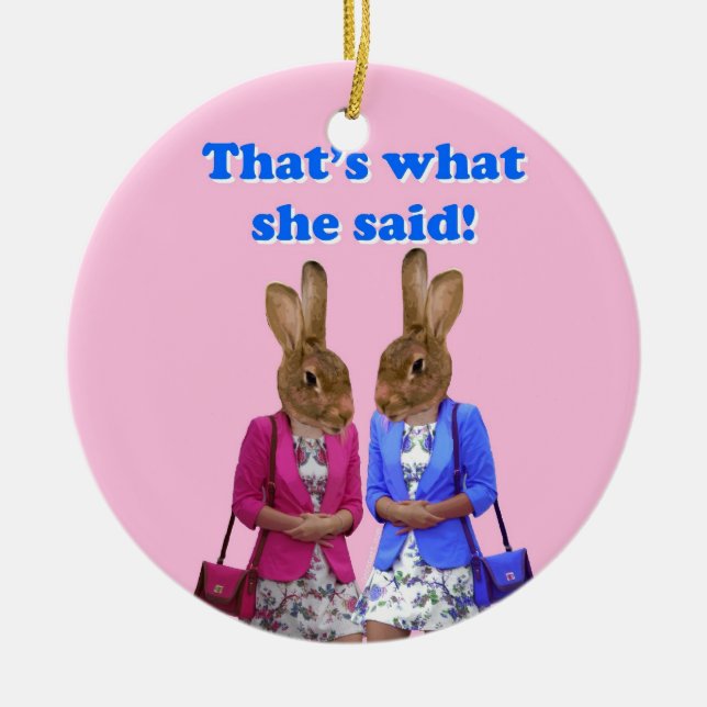 Roligt som är vad hon sade text julgransprydnad keramik (Framsidan)