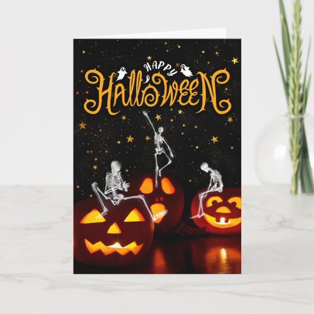 Roligt som delar upp nattskalen Halloween Kort (Framsida)