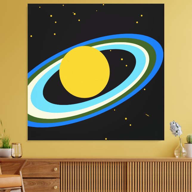 Roligt som ger färgfull planetmättnad i Rymden Canvastryck (Insitu (Vardagsrum))