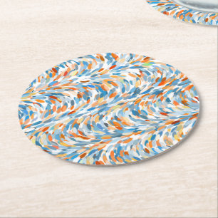 Roligt Sommar Färg Paint Splatter Art Mönster Underlägg Papper Rund