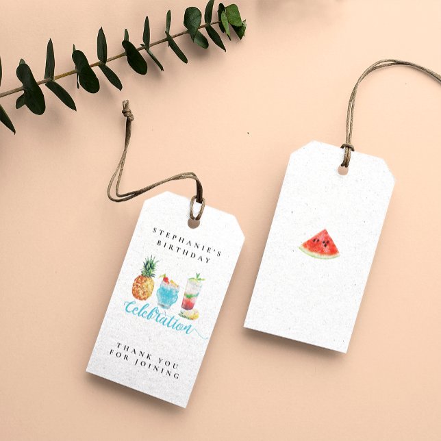 Roligt Sommar Firande Cocktail Födelsedagsfest Presentetikett (Skapare uppladdad)