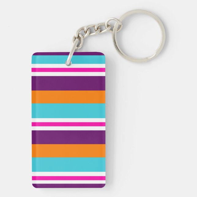 Roligt Sommar Rosa Teal Orange Lila Stripe Mönster (Baksidan)