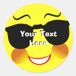 Roligt Sommar Sol Ansikte personaliserat Runt Klistermärke