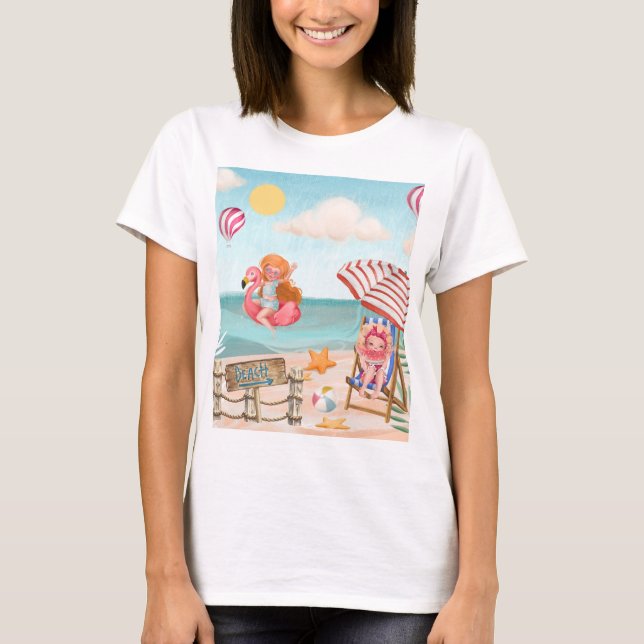 Roligt Sommarbuss med Vänner Mamma T Shirt (Framsida)