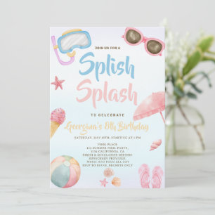 Roligt Sommardag Speth Stänk Girl Birthday Inbjudningar