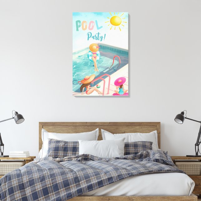 Roligt Sommarfärgsvett för Party Bassäng 16 Canvastryck (Insitu (sovrum))