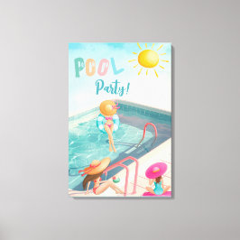 Roligt Sommarfärgsvett för Party Bassäng 16 Canvastryck