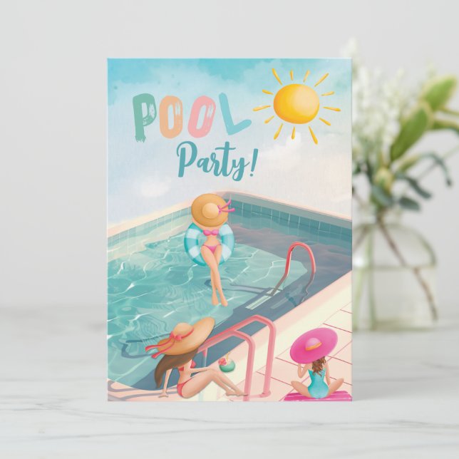 Roligt Sommarfärgsvett för Party Bassäng 16 Inbjudningar (Stående Fram)