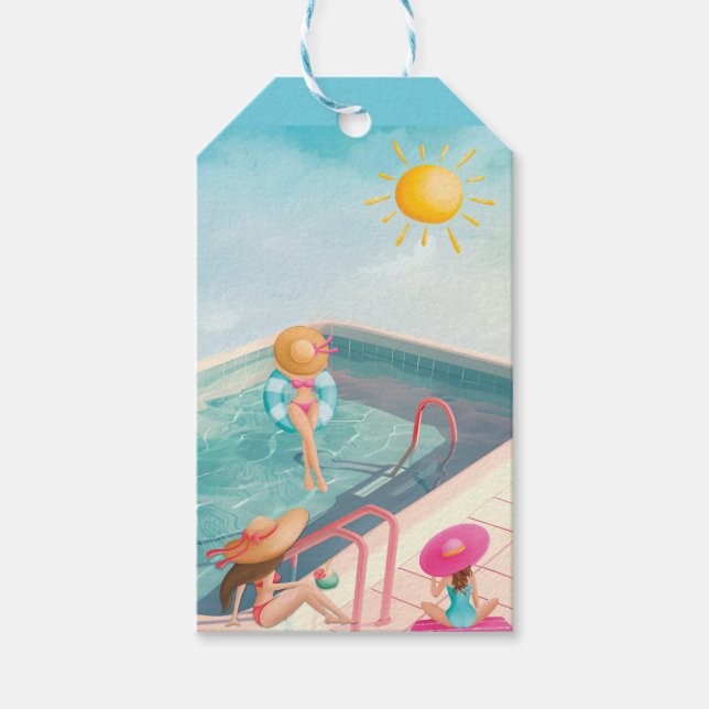 Roligt Sommarfärgsvett för Party Bassäng 16 Presentetikett (Framsidan)