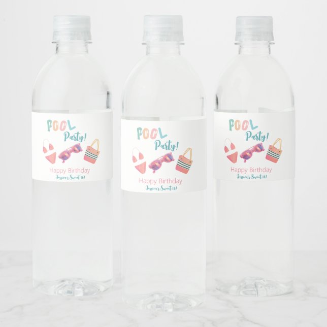 Roligt Sommarfärgsvett för Party Bassäng 16 Vattenflaskor Etikett (Flaskor)