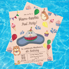 Roligt Sommarhamster Birthday Bassäng Party bjudan Inbjudningar