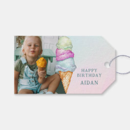 Roligt SommarisCream Photo Födelsedagsfest Presentetikett