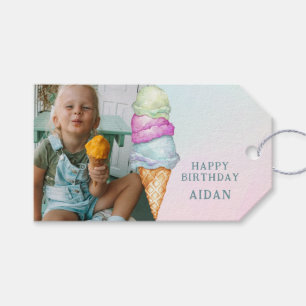 Roligt SommarisCream Photo Födelsedagsfest Presentetikett