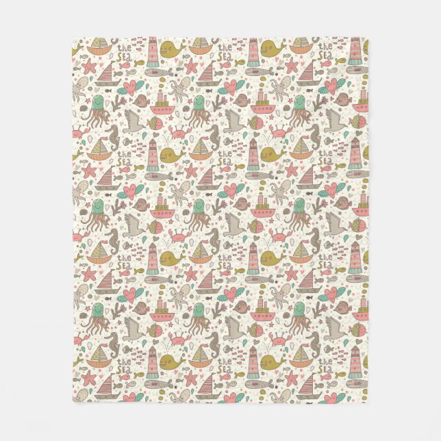 Roligt sommarmönster med frakter fleecefilt (Framsidan)