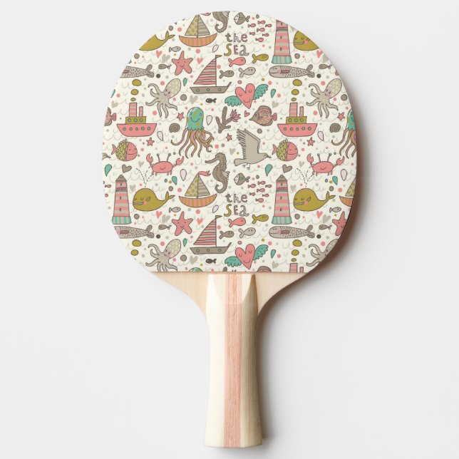Roligt sommarmönster med frakter pingisracket (Framsidan)