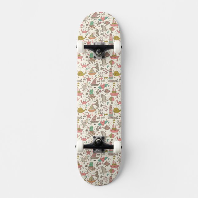 Roligt sommarmönster med frakter skateboard bräda 21,5 cm (Framsida)