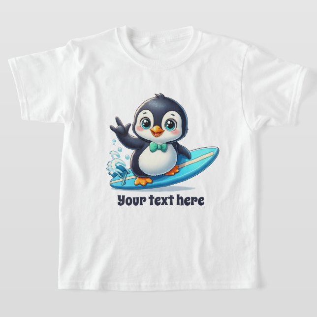 Roligt Sommarpenguin lägger till text unisex T Shirt (Laydown)