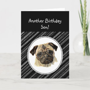Roligt Son Titta inte Ledsen Birthday Pug Pet Hund Kort