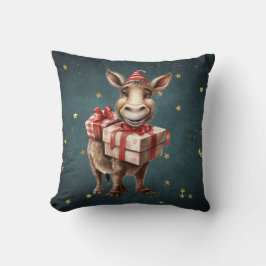 Roligt söt årgång jul Donkey Kudde