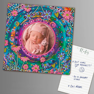 Roligt Söt Family Photo Colorful Blommigt