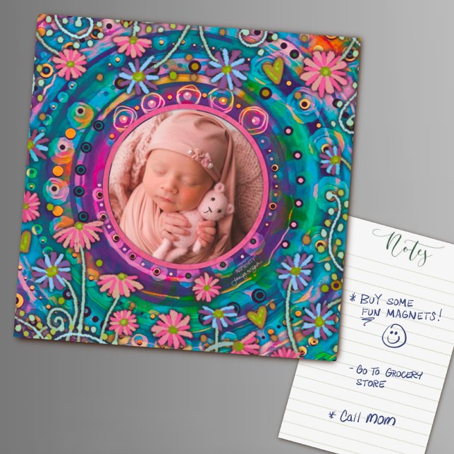 Roligt Söt Family Photo Colorful Blommigt (Skapare uppladdad)